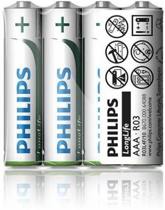 Philips LongLife Baterie R03L4F AAA zinkouhlíková