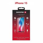 SKLO SWISSTEN FULL GLUE, COLOR FRAME, CASE FRIENDLY PRO APPLE IPHONE 15 ČERNÉ