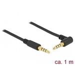 Stereo Jack Cable 3.5 mm 4 pin male > male angled 1 m black