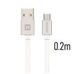 SWISSTEN DATA CABLE USB / MICRO USB TEXTILE 0,2M SILVER