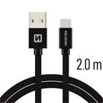 SWISSTEN DATA CABLE USB / USB-C TEXTILE 2,0M BLACK