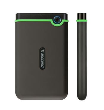 TRANSCEND 1TB StoreJet 25M3S SLIM, 2.5”, USB 3.0 (3.1 Gen 1) Externí Anti-Shock disk, tenký profil, šedo/zelený