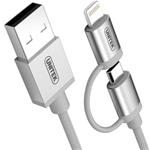 UNITEK Y-C4031SL Unitek kabel Apple Lightning/micro USB (MFI) 100cm, stříbrný